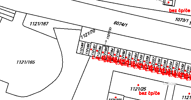 Jihlava 4672 na parcele st. 1121/67 v KÚ Jihlava, Katastrální mapa