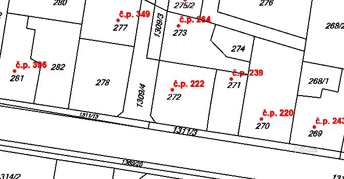 Tuchlovice 222 na parcele st. 272 v KÚ Tuchlovice, Katastrální mapa