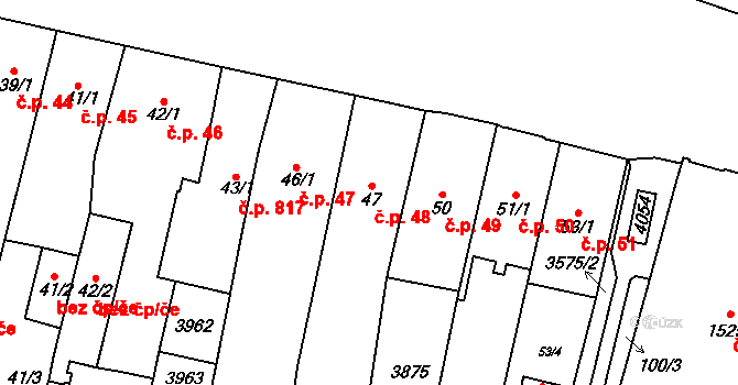 Planá 48 na parcele st. 47 v KÚ Planá u Mariánských Lázní, Katastrální mapa