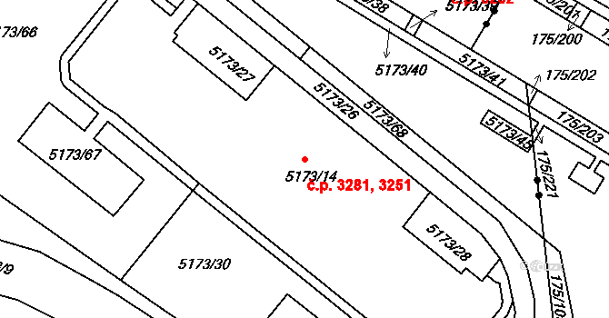 Severní Terasa 3251,3281, Ústí nad Labem na parcele st. 5173/14 v KÚ Ústí nad Labem, Katastrální mapa