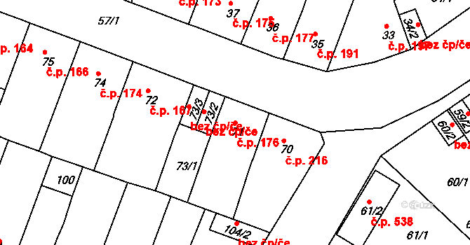 Novosedlice 176 na parcele st. 71 v KÚ Novosedlice, Katastrální mapa