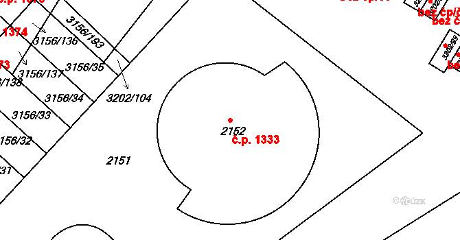 Duchcov 1333 na parcele st. 2152 v KÚ Duchcov, Katastrální mapa