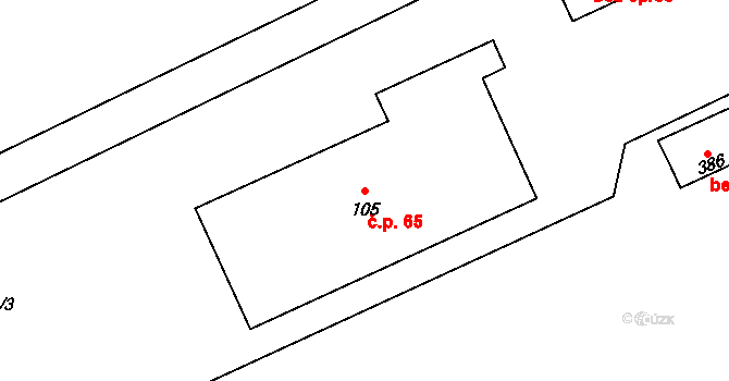 Cerekvice nad Loučnou 65 na parcele st. 105 v KÚ Cerekvice nad Loučnou, Katastrální mapa