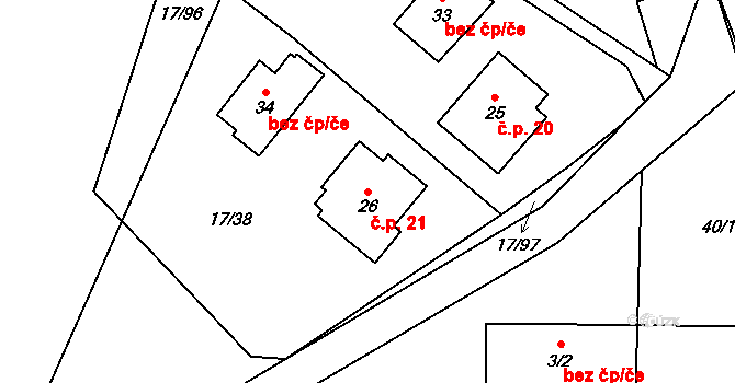 Batouchovice 21, Bochovice na parcele st. 26 v KÚ Batouchovice, Katastrální mapa