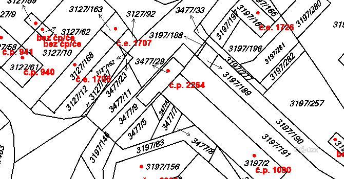Pelhřimov 1090 na parcele st. 3197/2 v KÚ Pelhřimov, Katastrální mapa