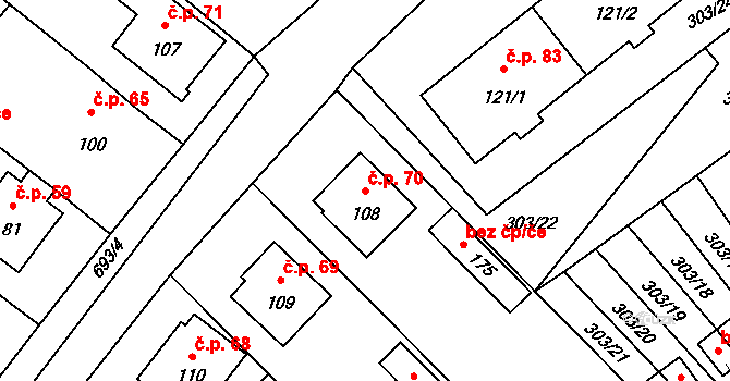 Rodvínov 70 na parcele st. 108 v KÚ Rodvínov, Katastrální mapa