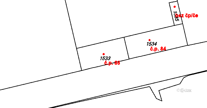 Bubeneč 85, Praha na parcele st. 1533 v KÚ Bubeneč, Katastrální mapa