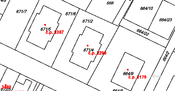České Budějovice 3 2298, České Budějovice na parcele st. 671/4 v KÚ České Budějovice 3, Katastrální mapa