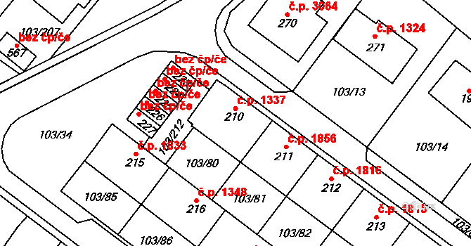 Havlíčkův Brod 1337 na parcele st. 210 v KÚ Perknov, Katastrální mapa