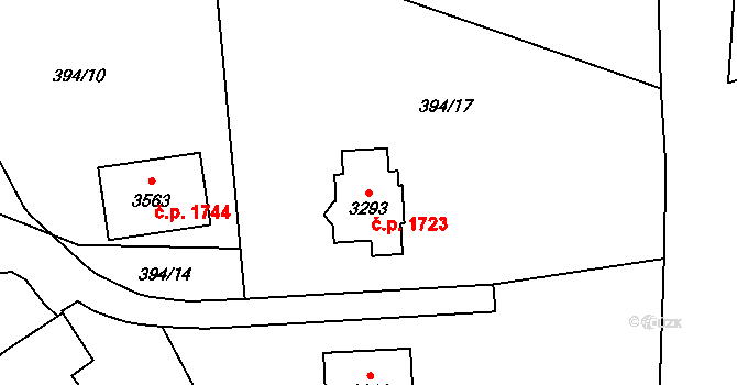 Choceň 1723 na parcele st. 3293 v KÚ Choceň, Katastrální mapa