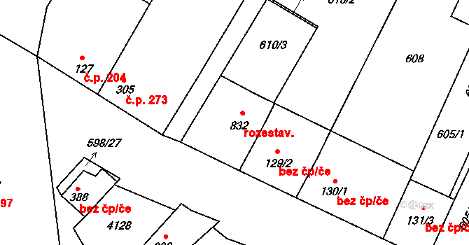 Šakvice 526 na parcele st. 832 v KÚ Šakvice, Katastrální mapa