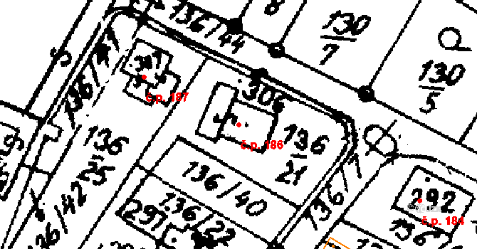 Vraclav 186 na parcele st. 306 v KÚ Vraclav, Katastrální mapa