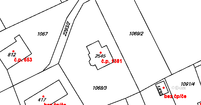 Lomnice nad Popelkou 1381 na parcele st. 2545 v KÚ Lomnice nad Popelkou, Katastrální mapa
