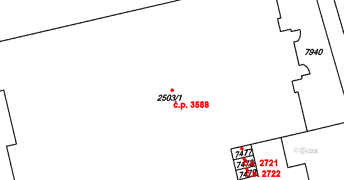 Hodonín 3588 na parcele st. 2503/1 v KÚ Hodonín, Katastrální mapa