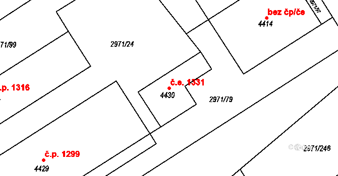 Kuřim 1331 na parcele st. 4430 v KÚ Kuřim, Katastrální mapa