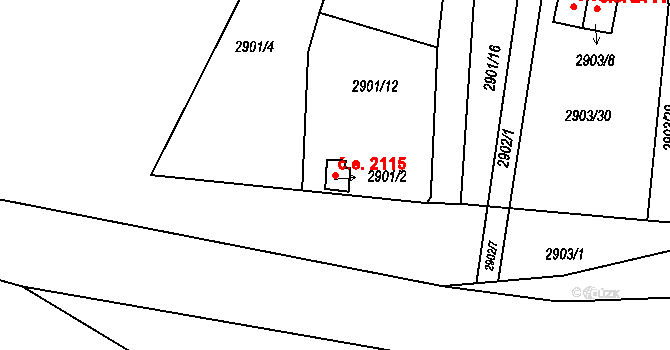 Kadaň 2115 na parcele st. 2901/2 v KÚ Kadaň, Katastrální mapa