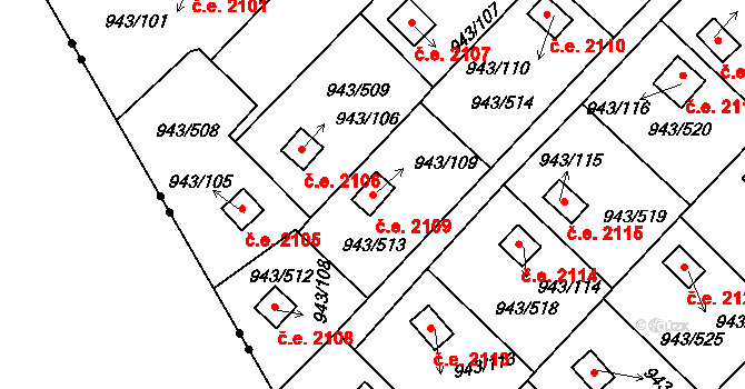 Velká Chuchle 2109, Praha na parcele st. 943/109 v KÚ Velká Chuchle, Katastrální mapa