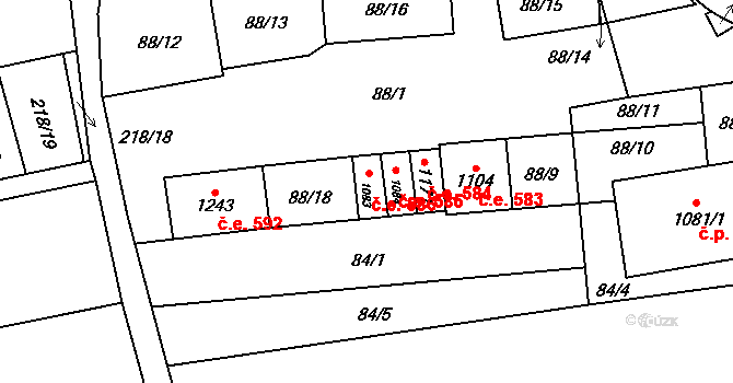 Tovačov I-Město 586, Tovačov na parcele st. 1083 v KÚ Tovačov, Katastrální mapa