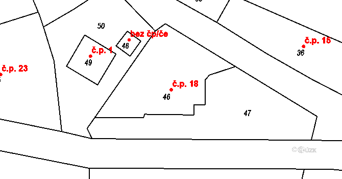 Střemchoví 18, Dolní Loučky na parcele st. 46 v KÚ Střemchoví, Katastrální mapa