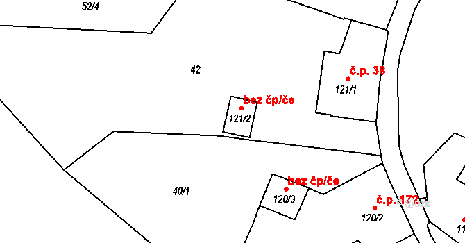 Vranov nad Dyjí 40956245 na parcele st. 121/2 v KÚ Vranov nad Dyjí, Katastrální mapa