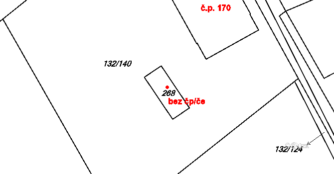 Chotoviny 42107245 na parcele st. 268 v KÚ Červené Záhoří, Katastrální mapa