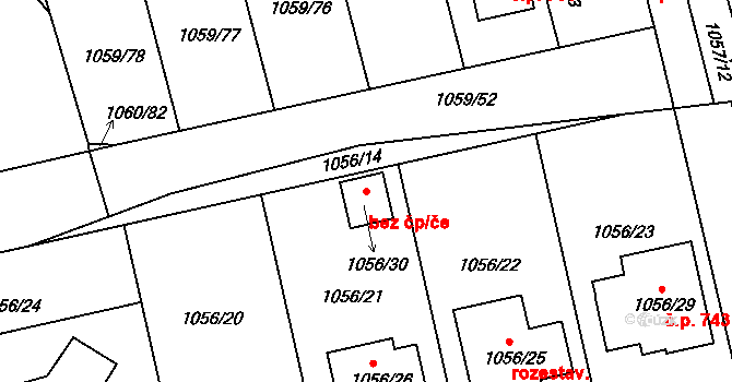 Březnice 42970245 na parcele st. 1056/30 v KÚ Březnice, Katastrální mapa
