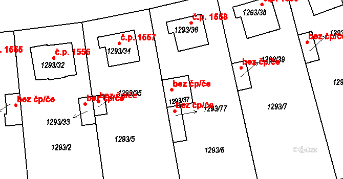 Roudnice nad Labem 43386245 na parcele st. 1293/37 v KÚ Roudnice nad Labem, Katastrální mapa