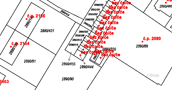 Opava 43780245 na parcele st. 2890/315 v KÚ Opava-Předměstí, Katastrální mapa