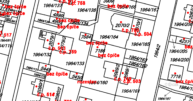 Třebíč 44144245 na parcele st. 7186 v KÚ Třebíč, Katastrální mapa