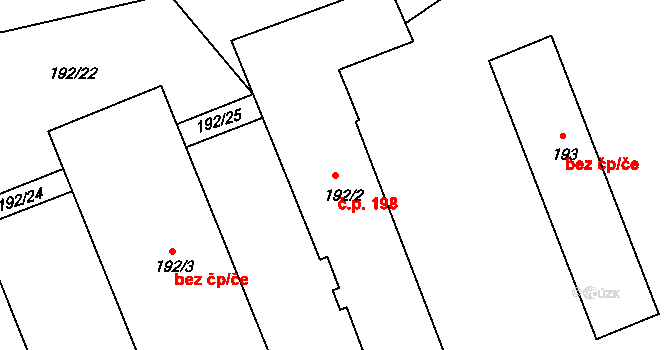 Kateřinice 44879245 na parcele st. 192/2 v KÚ Kateřinice, Katastrální mapa