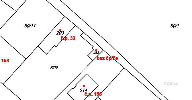 Hospozín 45359245 na parcele st. 262 v KÚ Hospozín, Katastrální mapa