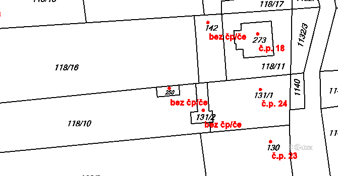 Chlístov 45388245 na parcele st. 250 v KÚ Chlístov u Benešova, Katastrální mapa