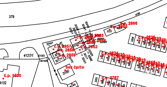 Podlesí 2864, Havířov na parcele st. 3223/1 v KÚ Bludovice, Katastrální mapa