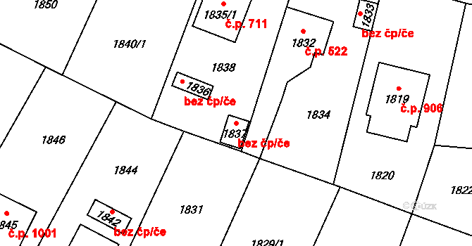 Řevnice 49375245 na parcele st. 1837 v KÚ Řevnice, Katastrální mapa