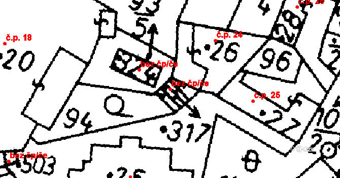 Bernartice 50207245 na parcele st. 317 v KÚ Bernartice u Milevska, Katastrální mapa