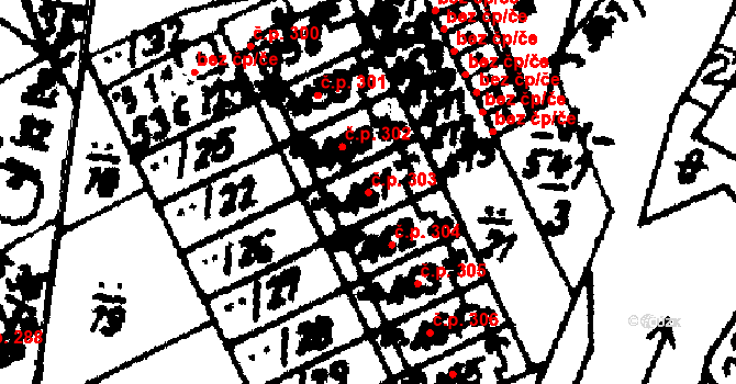 Hrochův Týnec 303 na parcele st. 461 v KÚ Hrochův Týnec, Katastrální mapa