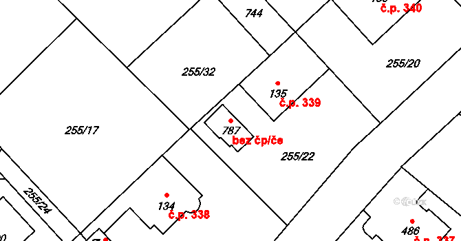 Kamenice 54026245 na parcele st. 787 v KÚ Štiřín, Katastrální mapa