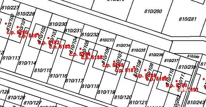 Proseč nad Nisou 5186, Jablonec nad Nisou na parcele st. 810/106 v KÚ Proseč nad Nisou, Katastrální mapa