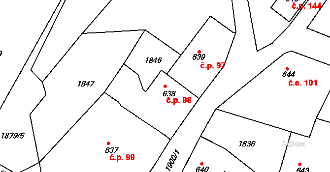Pila 98, Trhanov na parcele st. 638 v KÚ Trhanov, Katastrální mapa
