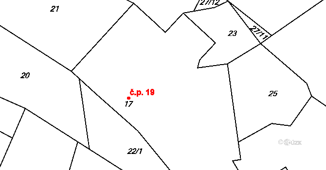 Chmelná 19, Sušice na parcele st. 17 v KÚ Velká Chmelná, Katastrální mapa