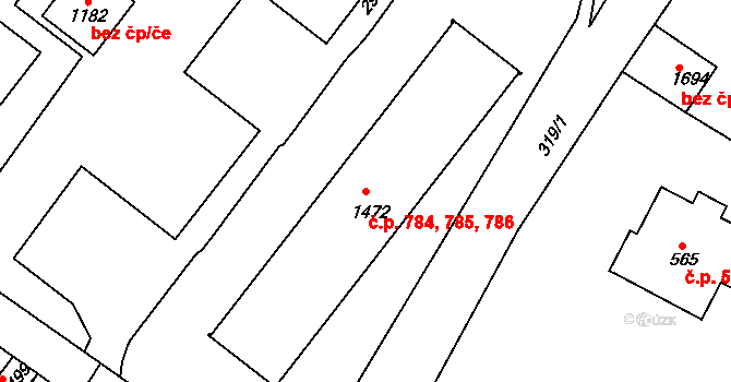 Heřmanův Městec 784,785,786 na parcele st. 1472 v KÚ Heřmanův Městec, Katastrální mapa