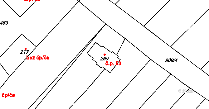 Šlikova Ves 53, Podhradí na parcele st. 260 v KÚ Podhradí u Jičína, Katastrální mapa