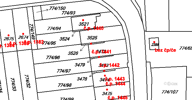 Humpolec 1442 na parcele st. 3472 v KÚ Humpolec, Katastrální mapa