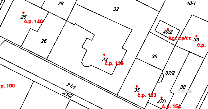 Senec 139, Zruč-Senec na parcele st. 33 v KÚ Senec u Plzně, Katastrální mapa