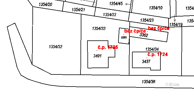 Stříbro 1725 na parcele st. 3491 v KÚ Stříbro, Katastrální mapa