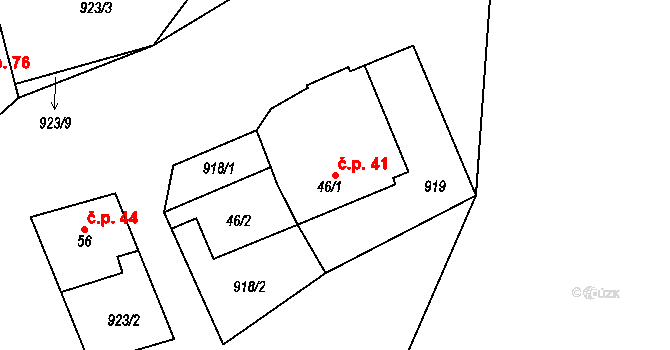 Čermákovice 41 na parcele st. 46/1 v KÚ Čermákovice, Katastrální mapa