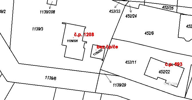 Vejprnice 110398246 na parcele st. 1139/207 v KÚ Vejprnice, Katastrální mapa