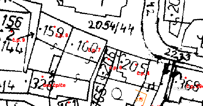 Verneřice 6 na parcele st. 206 v KÚ Verneřice, Katastrální mapa