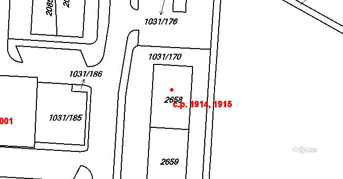 Nymburk 1914,1915 na parcele st. 2658 v KÚ Nymburk, Katastrální mapa
