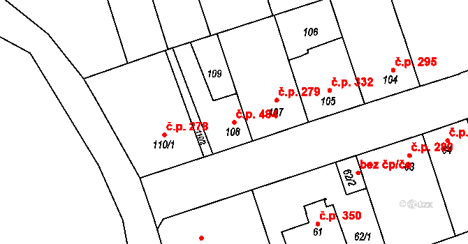 Libušín 484 na parcele st. 108 v KÚ Libušín, Katastrální mapa